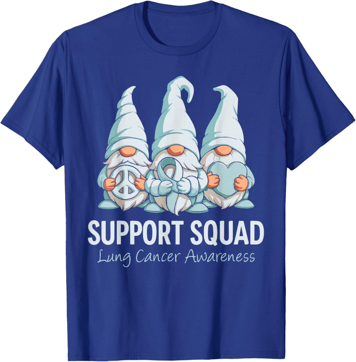 Support Squad Gnomes Lung Cancer Month Awareness Ribbon T-Shirt - T-Shirt | Royal