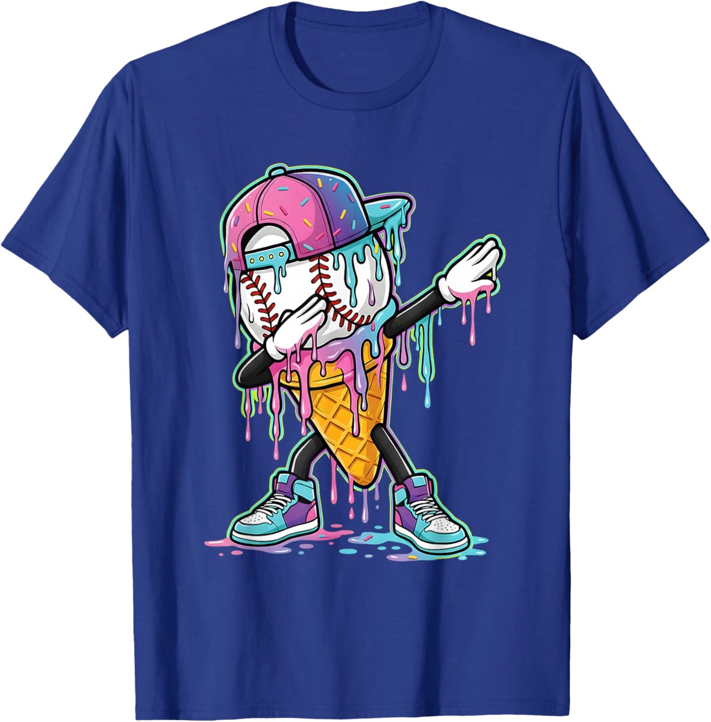 Dripping Baseball Drip Boys Ice Cream Drip Baseball Sport T-Shirt - T-Shirt | Royal