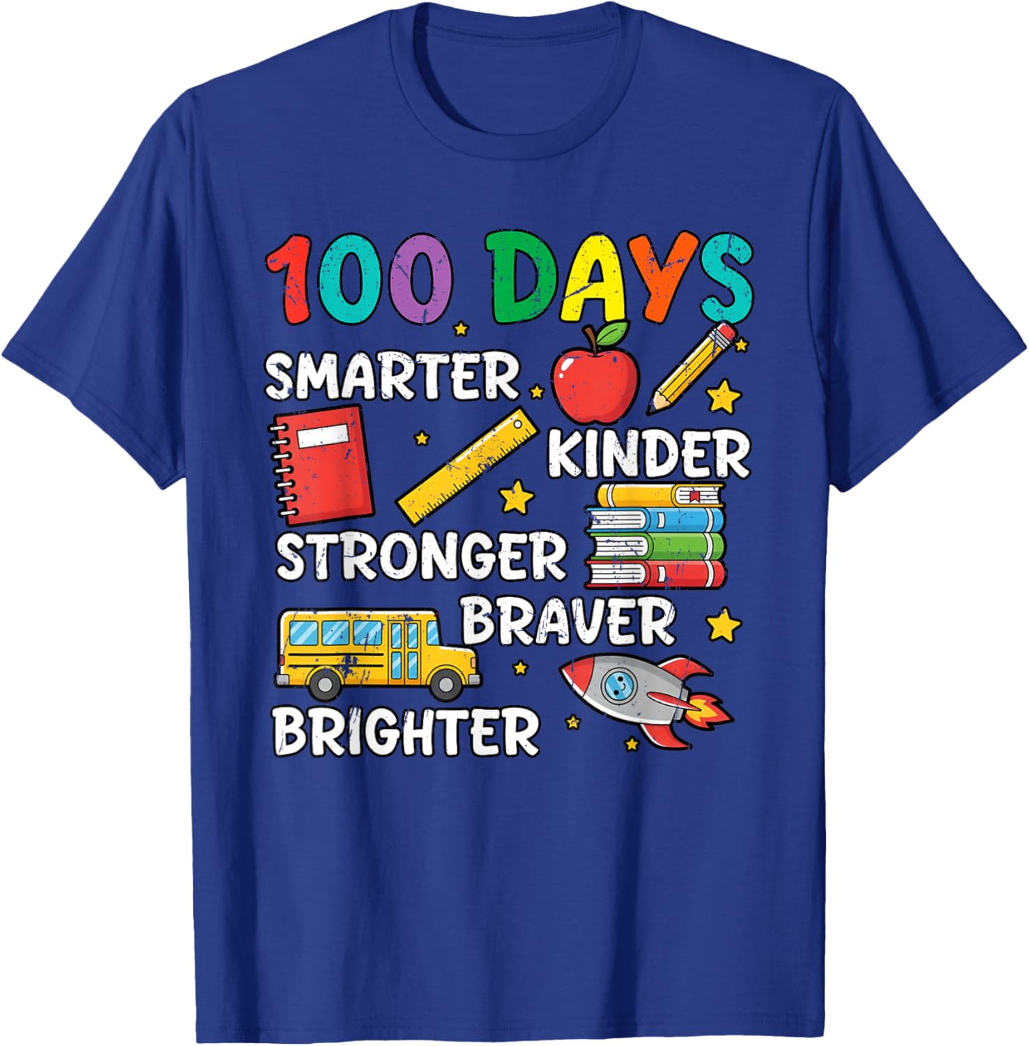100 Days Smarter Kinder 100th Day of School Kids Women Men T-Shirt - T-Shirt | Royal