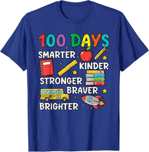 100 Days Smarter Kinder 100th Day of School Kids Women Men T-Shirt - T-Shirt | Royal