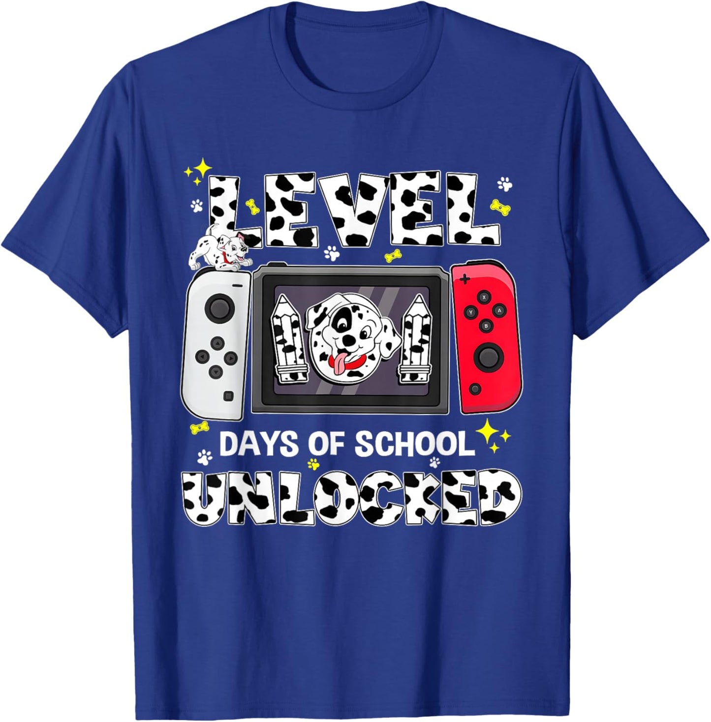 Level Unlocked 101 Days School Game Controller 100 Days T-Shirt - T-Shirt | Royal