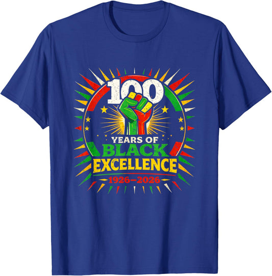 100 Years of Black Excellence Centennial Black History Month T-Shirt - T-Shirt | Royal