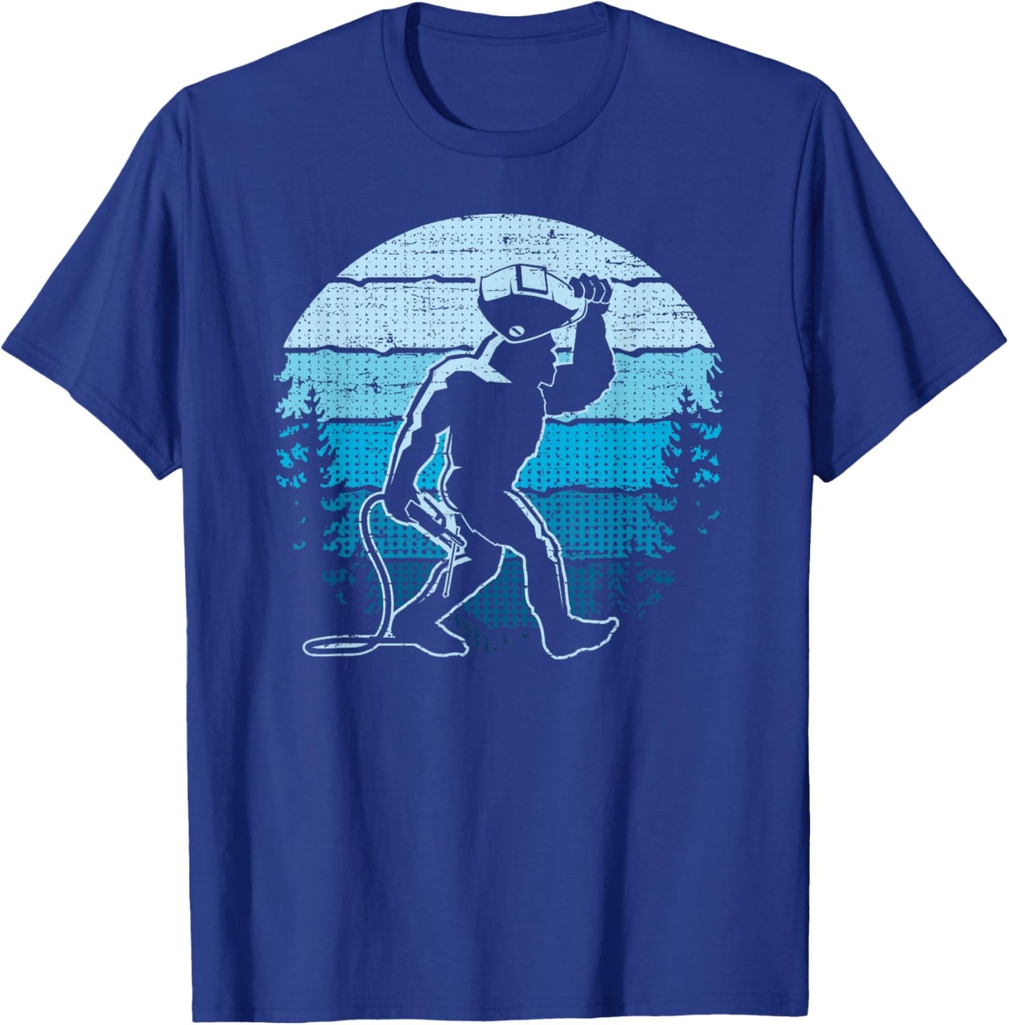 Vintage Bigfoot Welder, Funny Sasquatch Welding - Retro Blue T-Shirt - T-Shirt | Royal