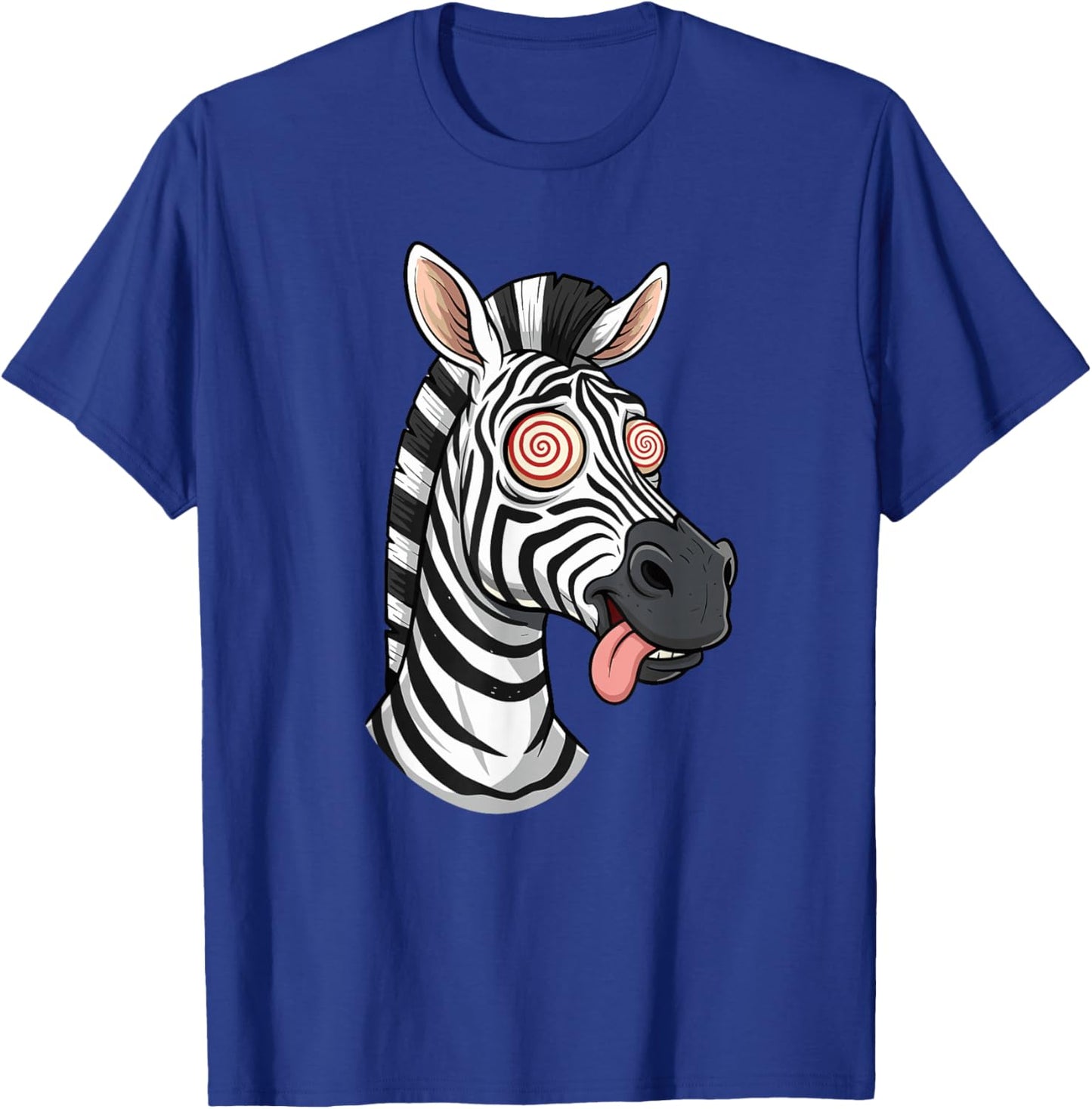 Crazy Zebra with Swirl Eyes Tongue Out T-Shirt - T-Shirt | Royal