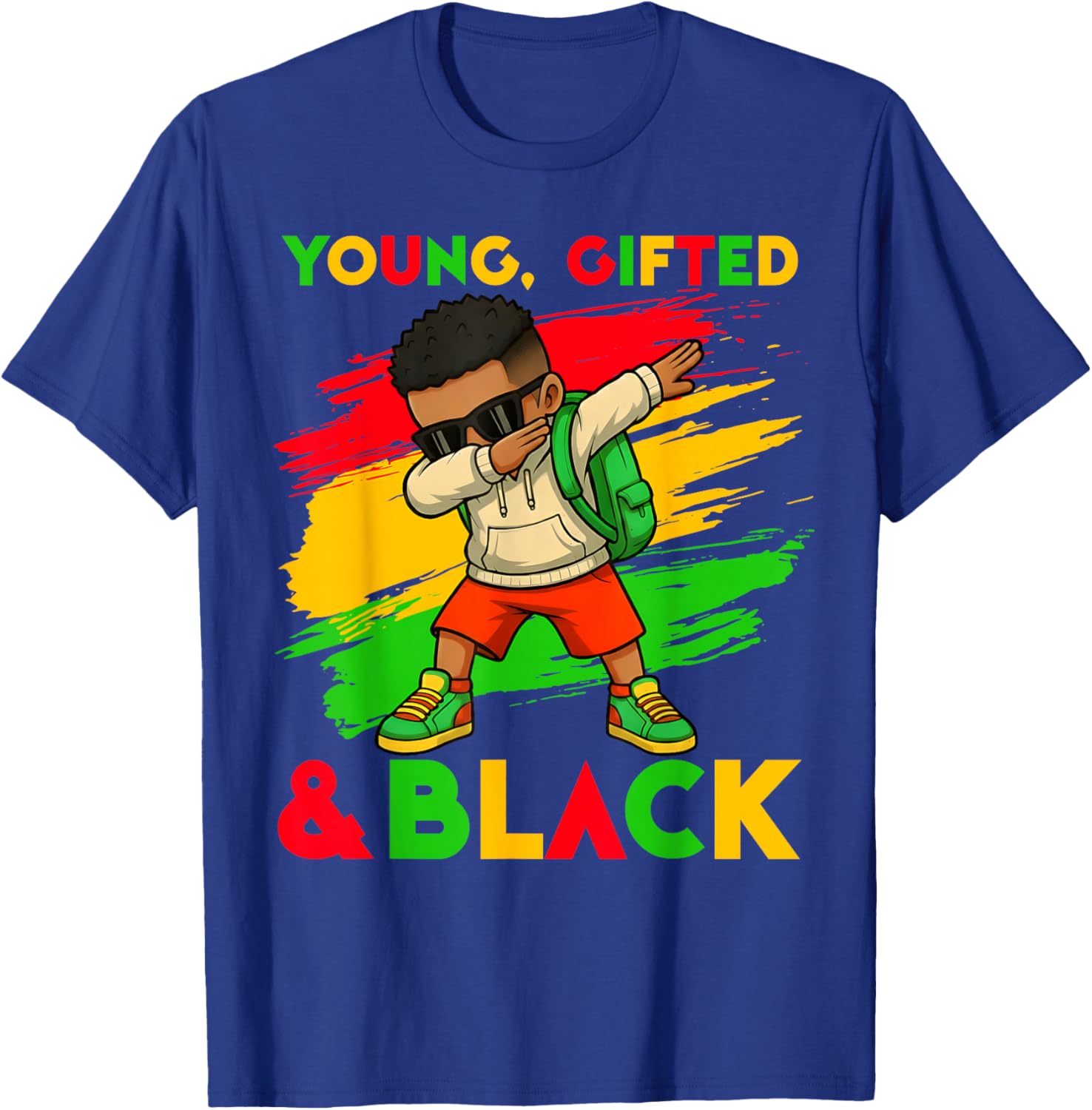 Black History Month Young Gifted & Black Cute Dabbing Boys T-Shirt - T-Shirt | Royal