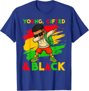 Black History Month Young Gifted & Black Cute Dabbing Boys T-Shirt - T-Shirt | Royal