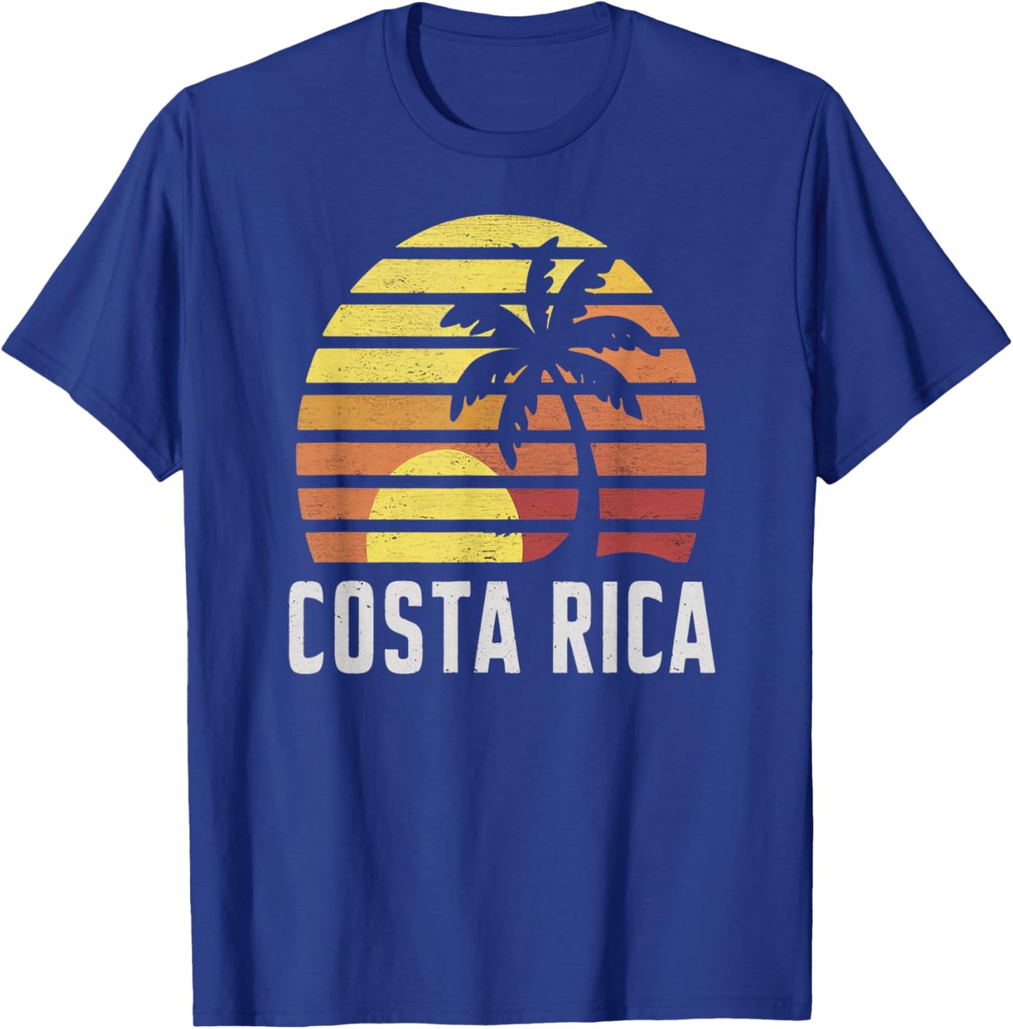 Costa Rica Retro Sunset Scene with Palm and Horizon Vibes T-Shirt - T-Shirt | Royal