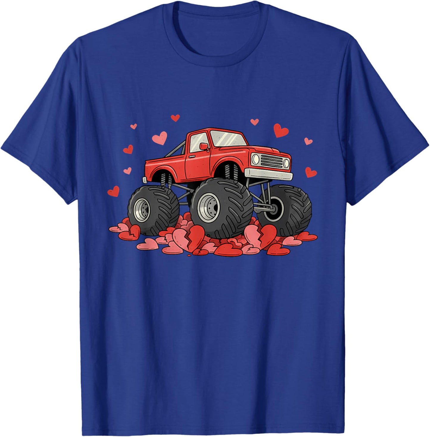 Valentines Day Monster Truck Hearts for Teens Boys Girls Kid T-Shirt - T-Shirt | Royal