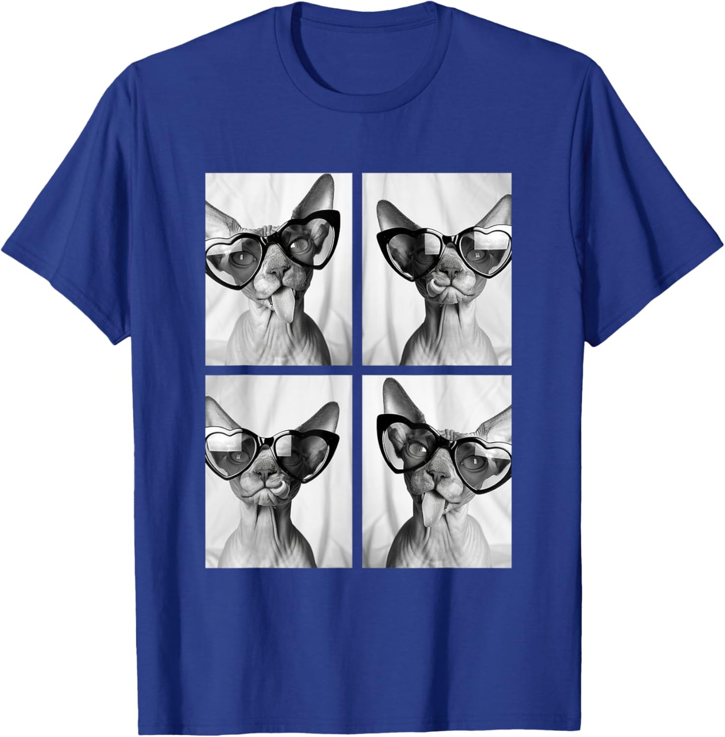 Sphynx Cats with Hearts Sunglasses Funny Valentine's Day T-Shirt - T-Shirt | Royal