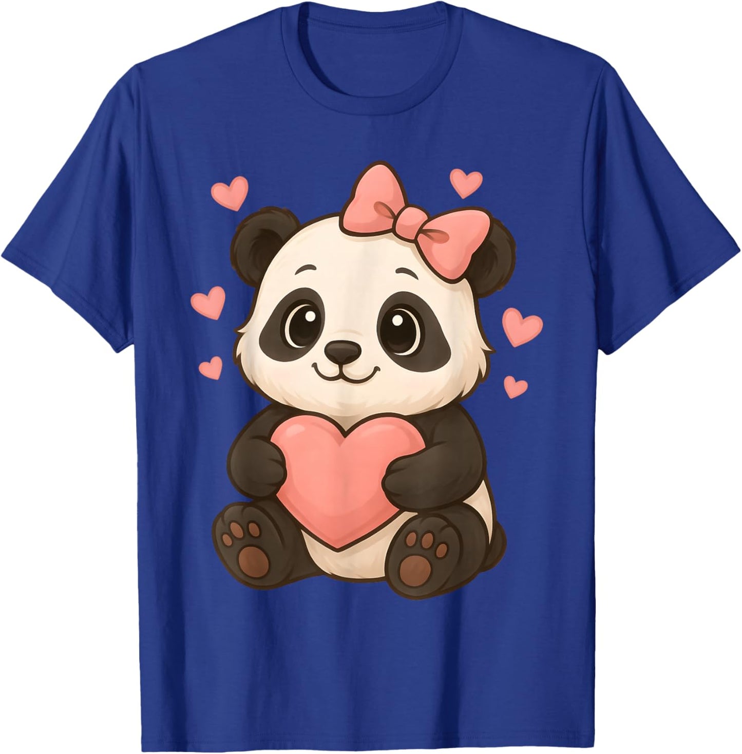 Panda with Heart and Bow Kawaii Graphic Women Girls T-Shirt - T-Shirt | Royal