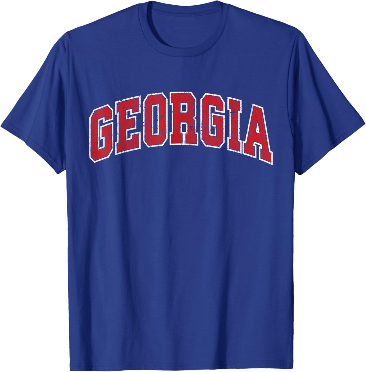 Georgia GA Vintage Athletic Sports Design Red Text T-Shirt - T-Shirt | Royal