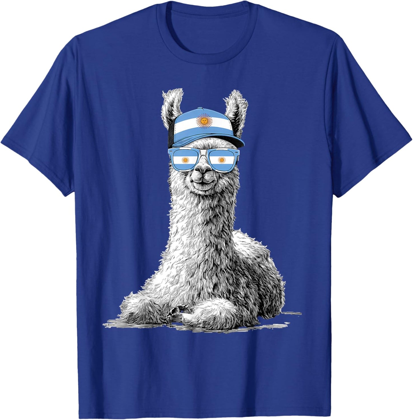 Argentina Llama Alpaca Argentinian Flag T-Shirt - T-Shirt | Royal