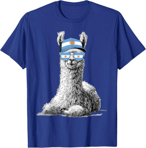 Argentina Llama Alpaca Argentinian Flag T-Shirt - T-Shirt | Royal