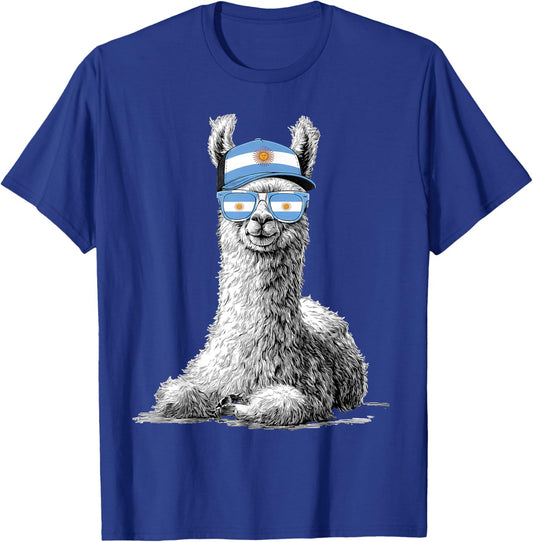 Argentina Llama Alpaca Argentinian Flag T-Shirt - T-Shirt | Royal