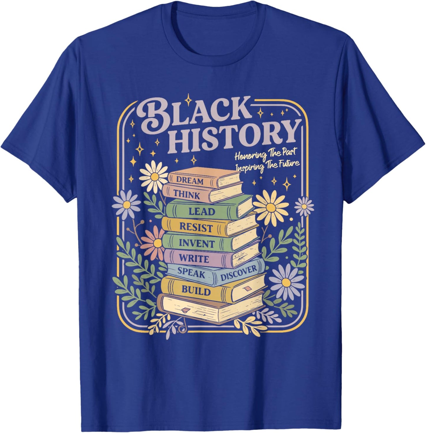 Black History Month Books Retro Black African Teacher Women T-Shirt - T-Shirt | Royal