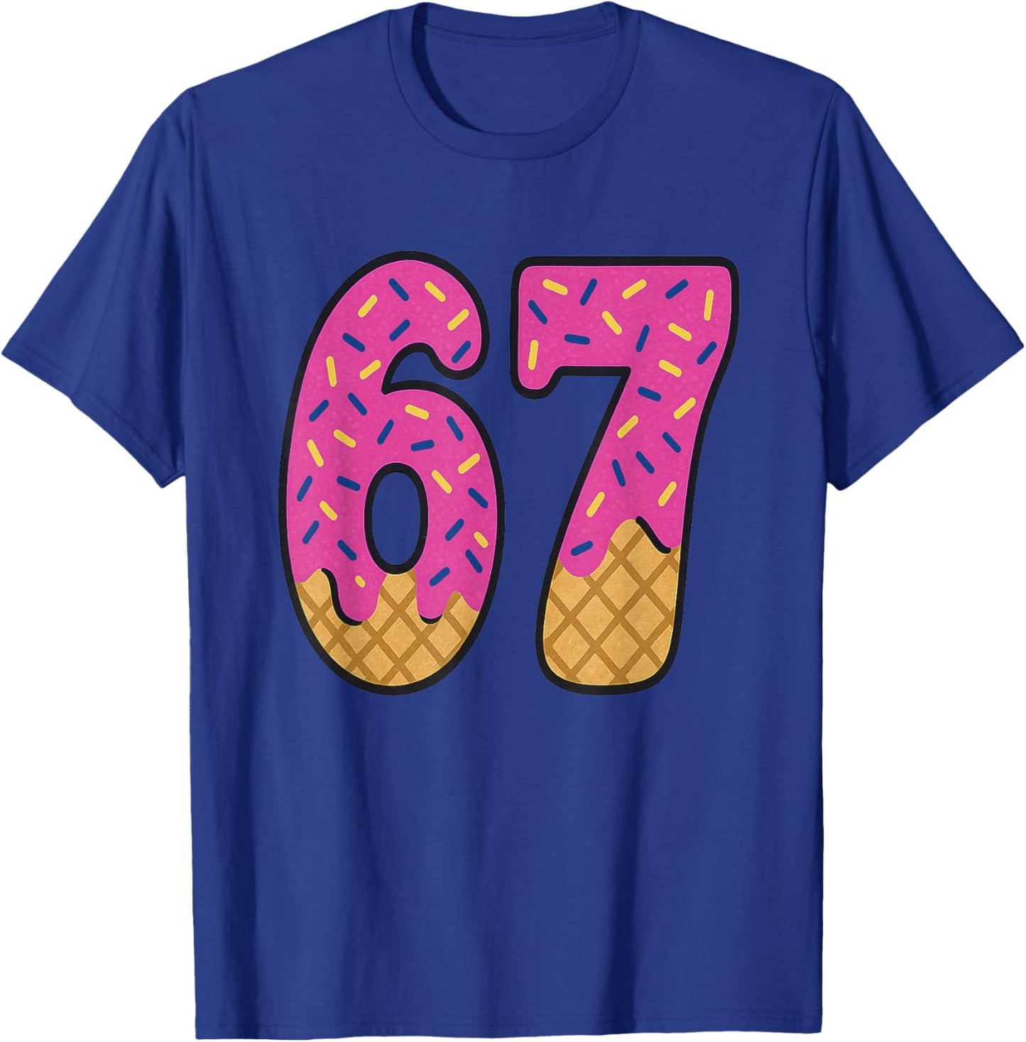 67 Ice Cream Drip Meme Six Seven Waffle Teen Kid Slang T-Shirt - T-Shirt | Royal