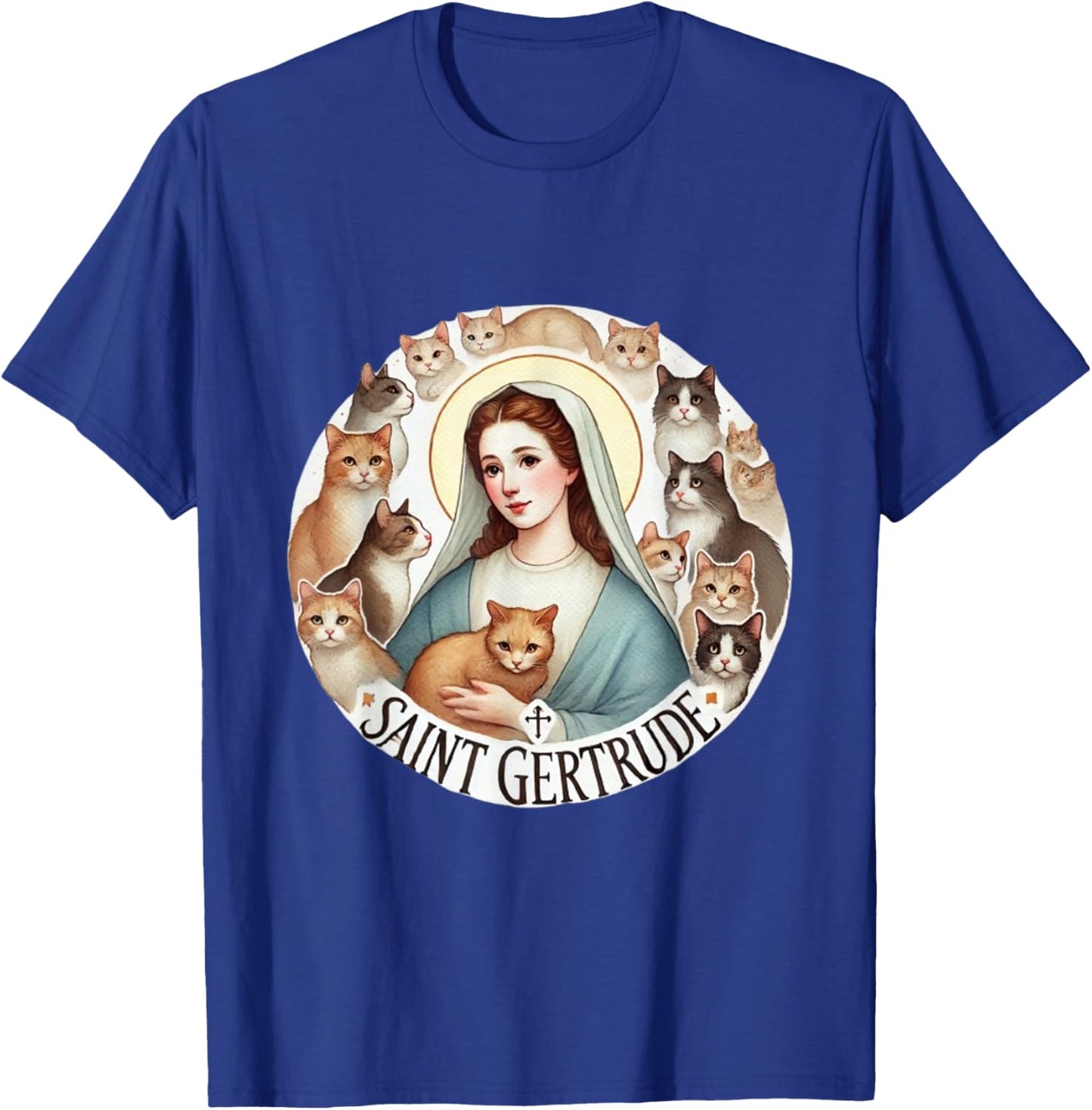 St Gertrude Patron Saint of Cats T-Shirt - T-Shirt | Royal