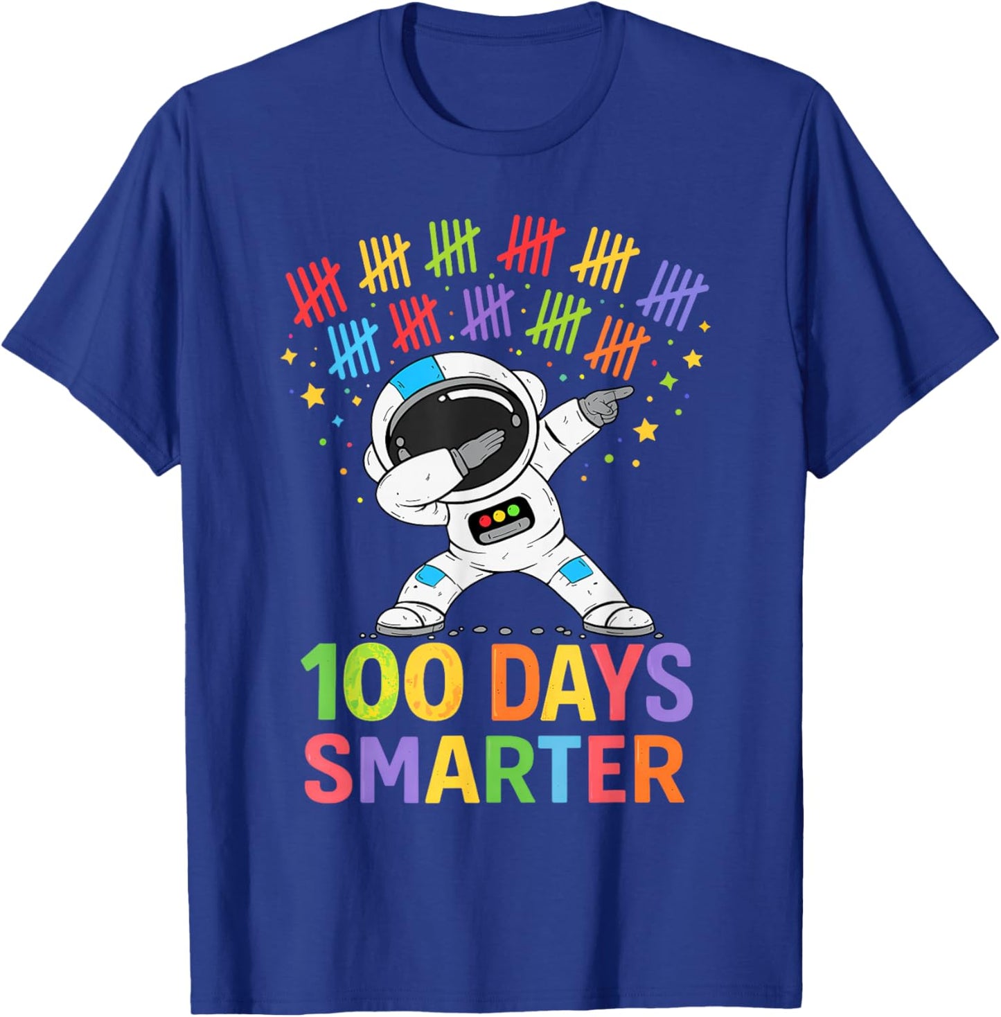 100 Days Smarter Astronaut Space 100th Day of School Boy Kid T-Shirt - T-Shirt | Royal