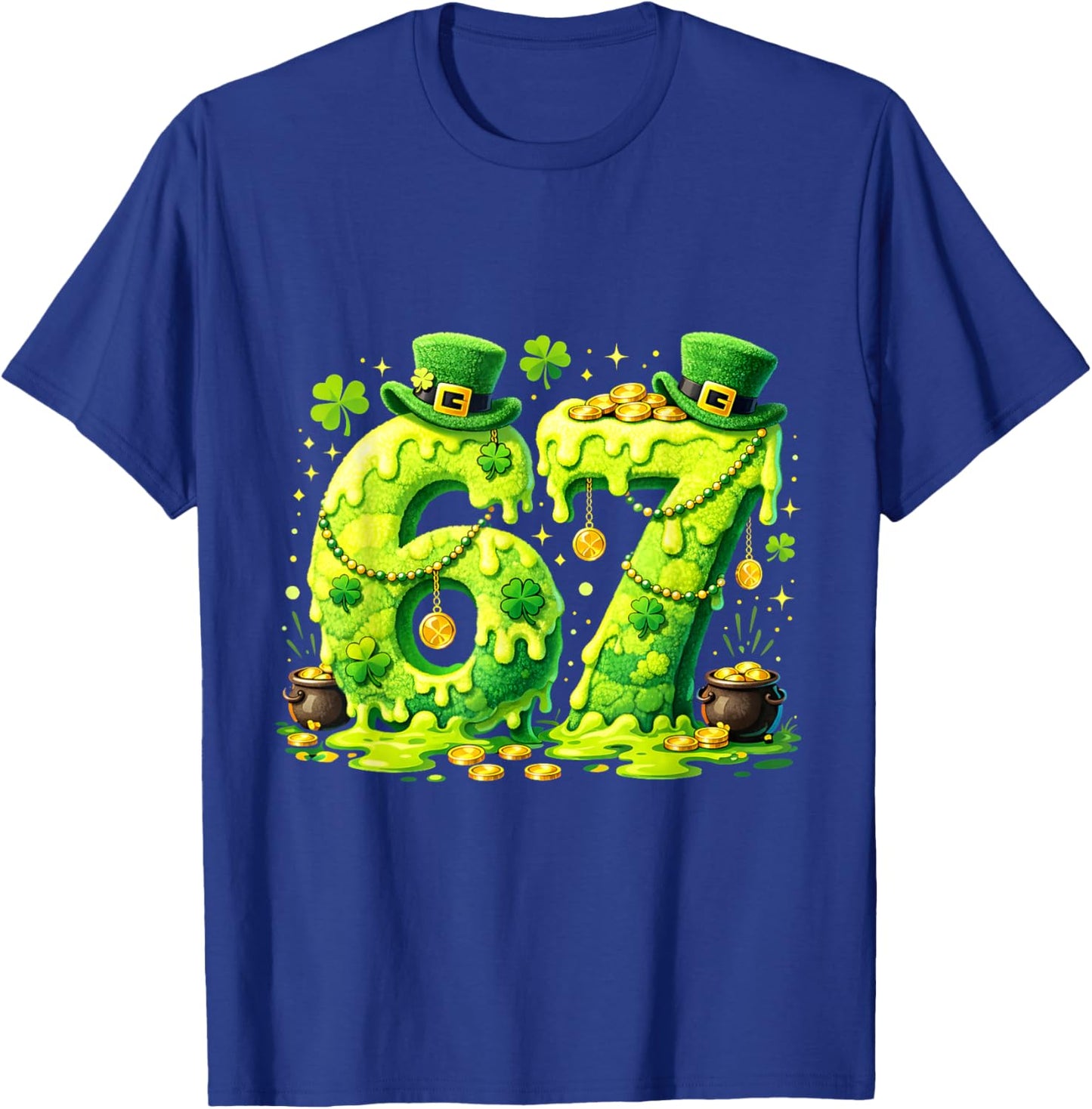 67 Six Seven Meme St Patricks Day Lucky Number Irish Party T-Shirt - T-Shirt | Royal