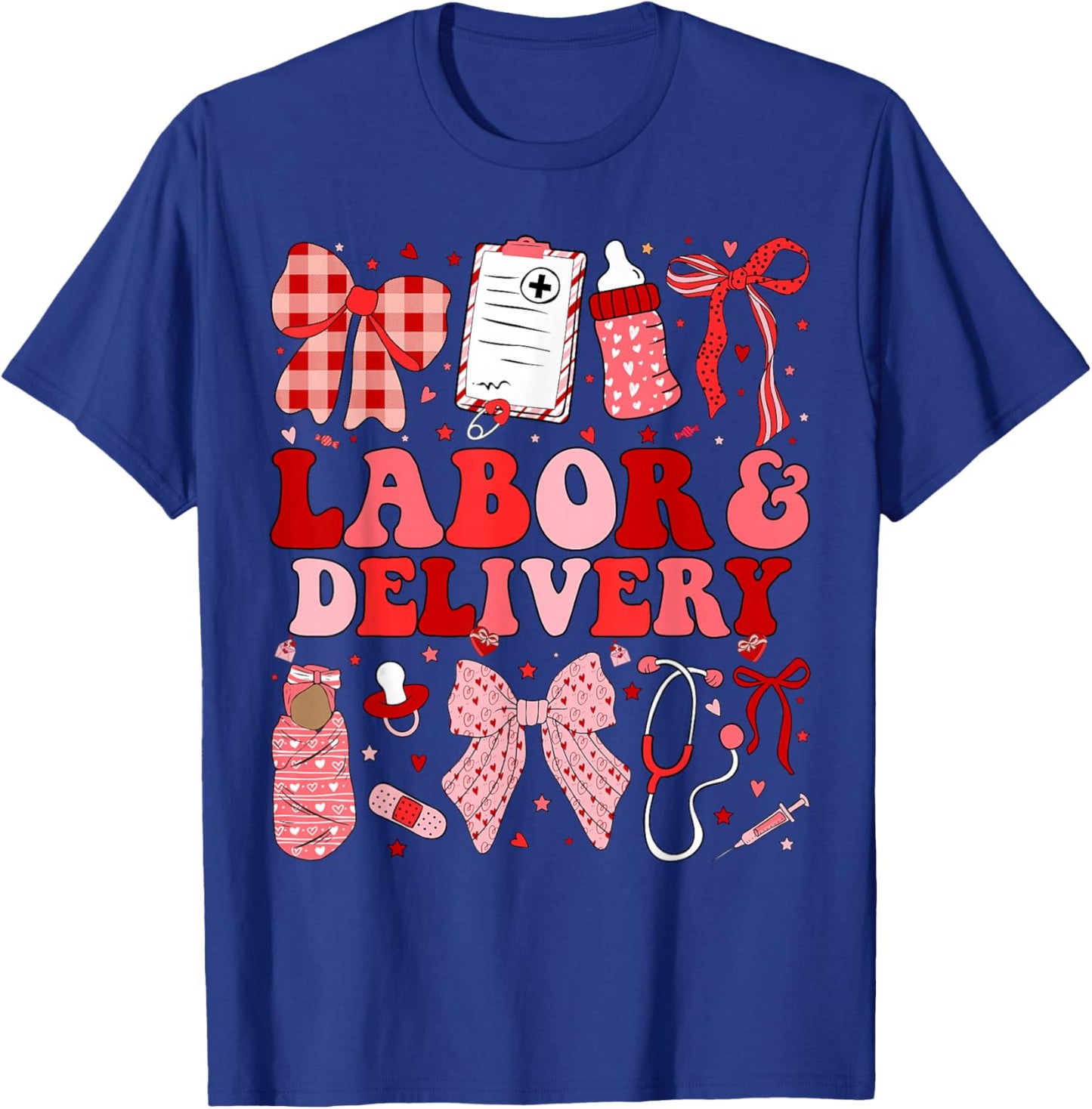 Labor and Delivery Nurse Coquette L&D Nurse Valentines T-Shirt - T-Shirt | Royal