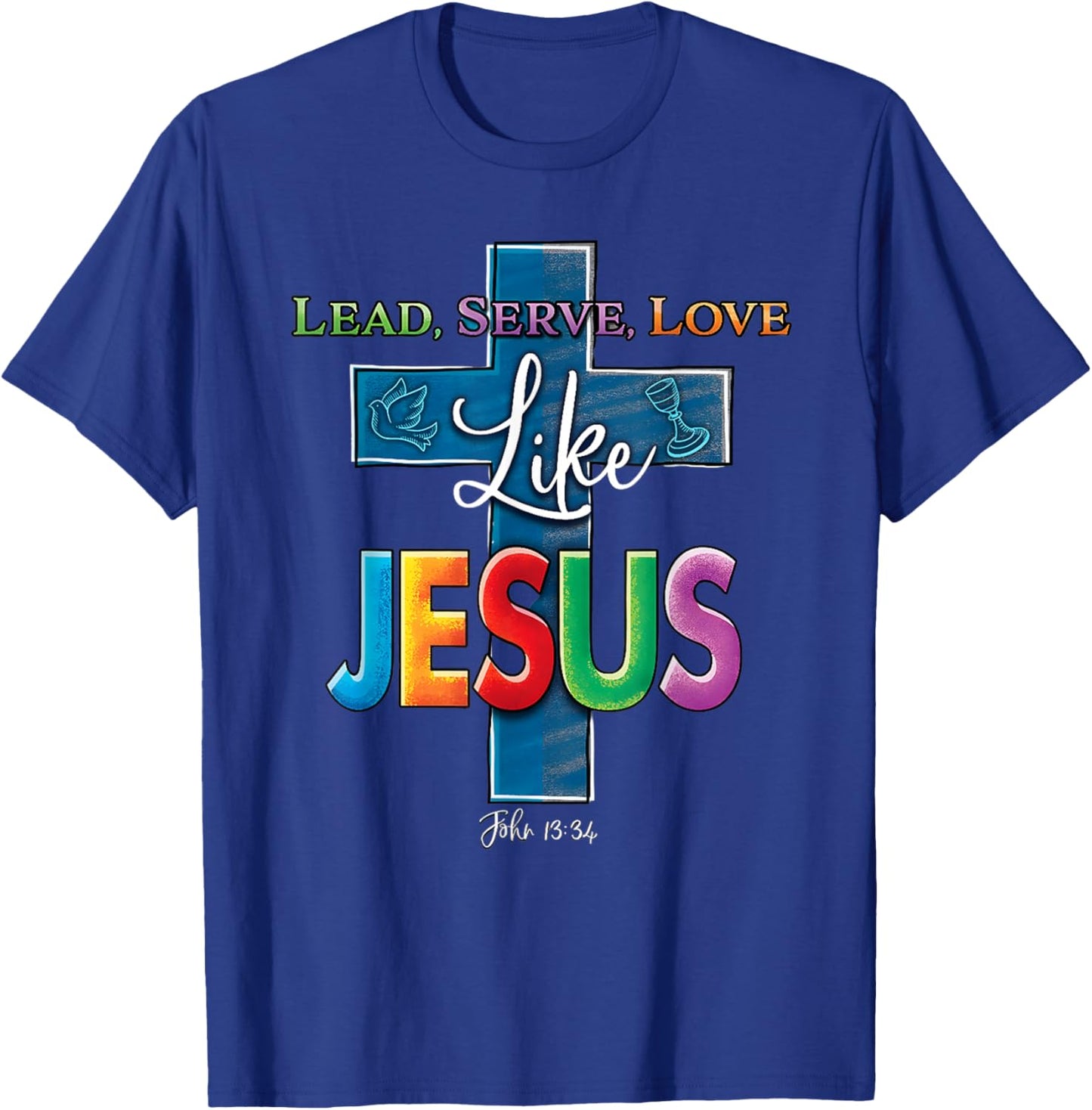 Lead Serve Love Like Jesus Catholic School Week Teacher Kids T-Shirt - T-Shirt | Royal