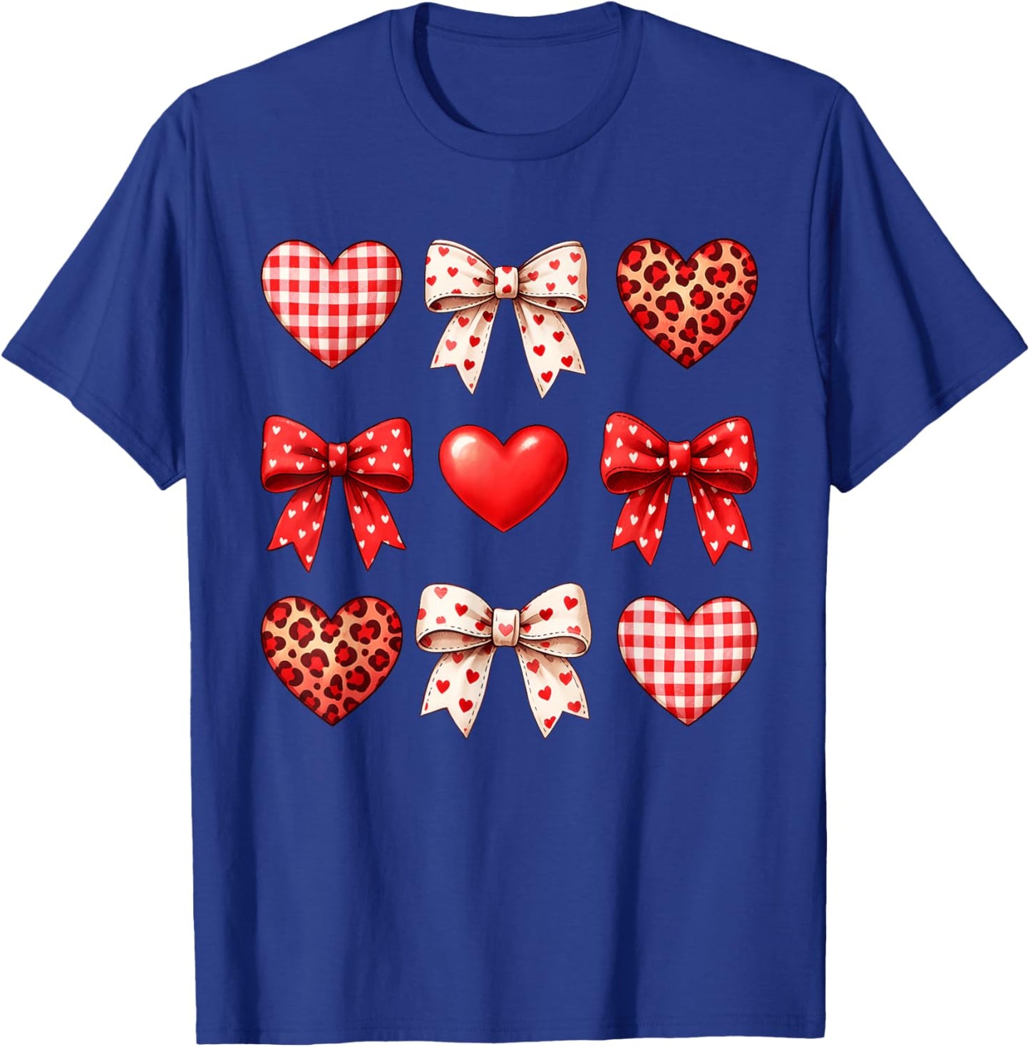 Cute Girls Women Valentines Heart Coquette Bow Kids Teens T-Shirt - T-Shirt | Royal