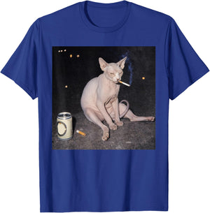Funny Smoking Cat Meme T-Shirt - T-Shirt | Royal