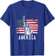 America Flag with Statue of Liberty Vintage Art T-Shirt - T-Shirt | Royal