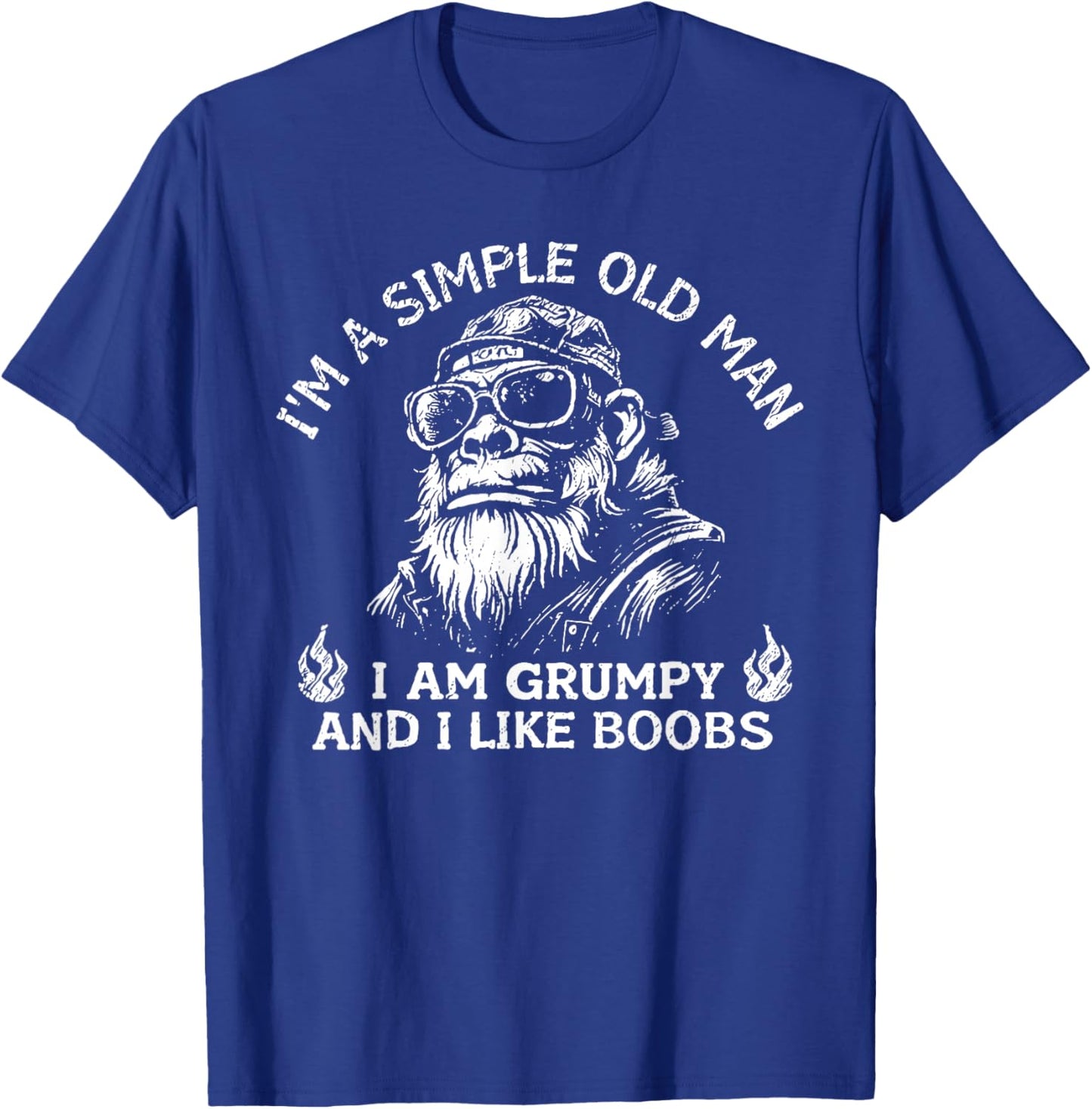 I'm A Simple Old Man I Am Grumpy and I Like Boobs Monkey T-Shirt - T-Shirt | Royal