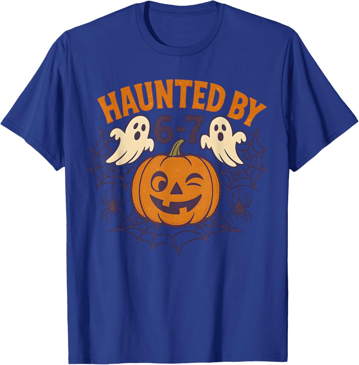 Haunted by 6-7 Retro Halloween 67 Ghost Pumpkin Funny Kids T-Shirt - T-Shirt | Royal