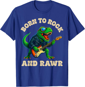 Born to Rock and Rawr, Cute Dinosaur, Boys Girls Kids T-Shirt - T-Shirt | Royal