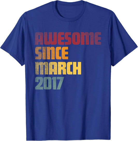 Awesome Since March 2017 9th Birthday - Vintage T-Shirt - T-Shirt | Royal