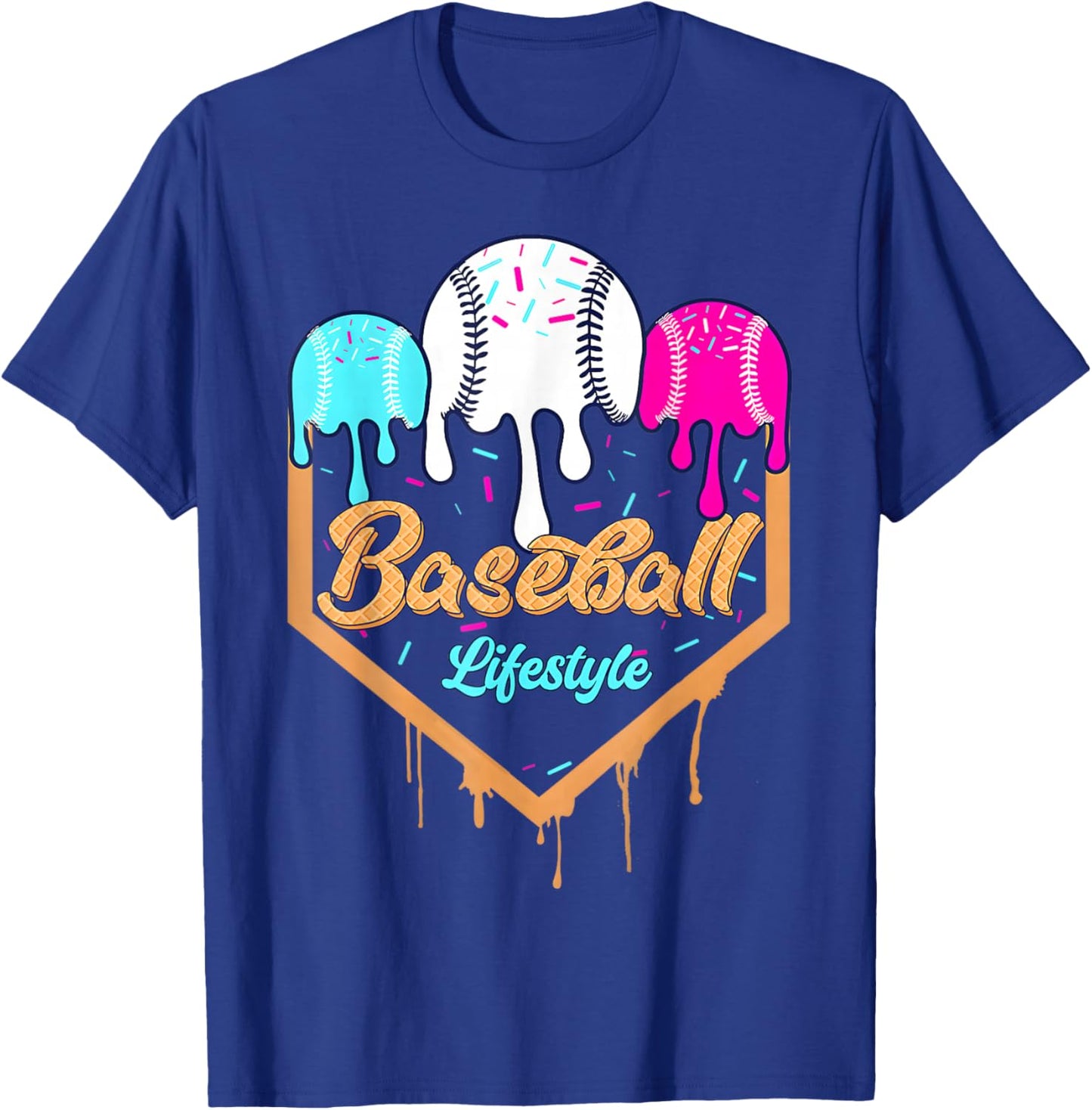 Baseball Life Style 101 Apparel Youth Drip Baseball Boys Kid T-Shirt - T-Shirt | Royal