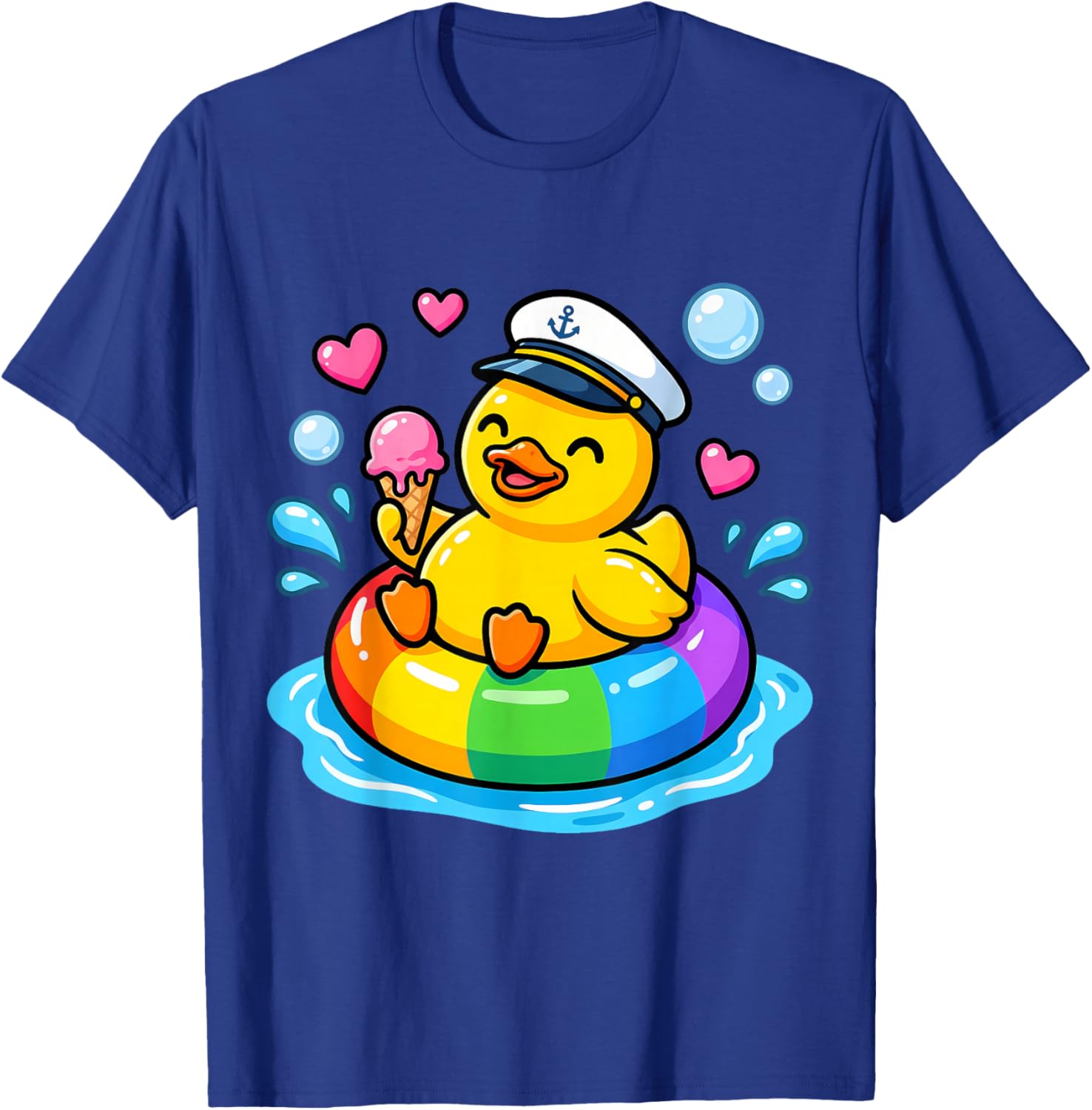 Funny Rubber Duck Holding Ice Cream Cruise T-Shirt - T-Shirt | Royal