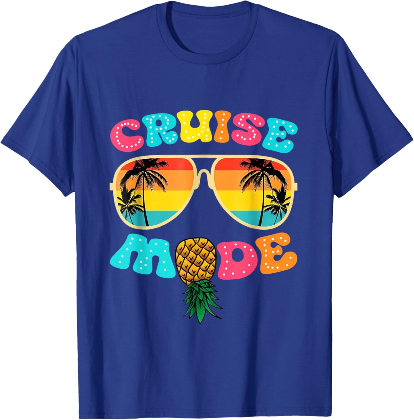 Colorful Pineapple Cruise Mode Retro Vacation Design T-Shirt - T-Shirt | Royal