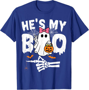 He's My Boo Matching Couple Halloween Couples She's My Boo T-Shirt - T-Shirt | Royal
