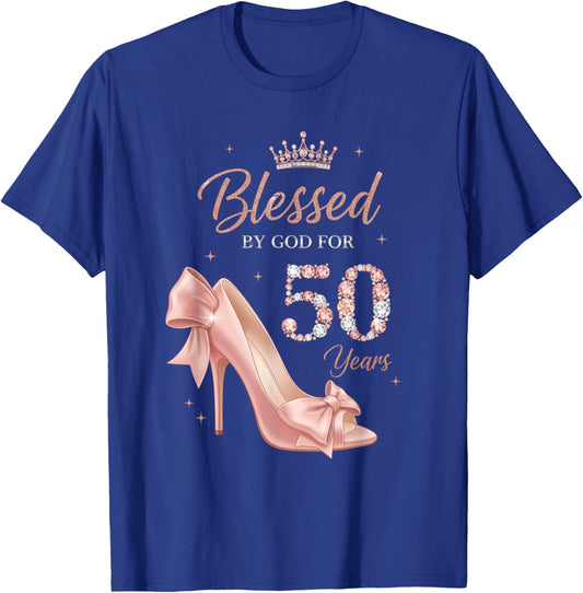 Christian Blessed by God for 50 Years - 50th Birthday Celebr T-Shirt - T-Shirt | Royal