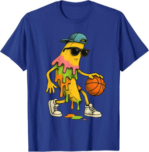 Funny Banana Playing Basketball Ice Cream Drip T-Shirt - T-Shirt | Royal