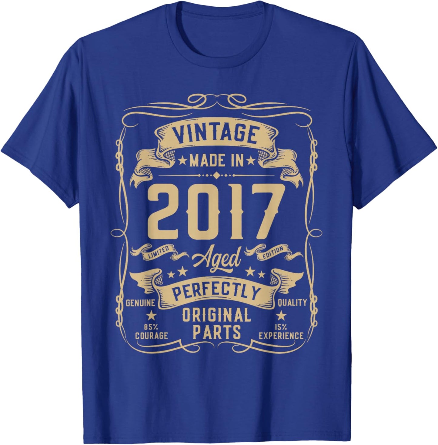 Vintage 2017 9yr 9th Birthday Gifts Boys Girls 9 Year Old T-Shirt - T-Shirt | Royal