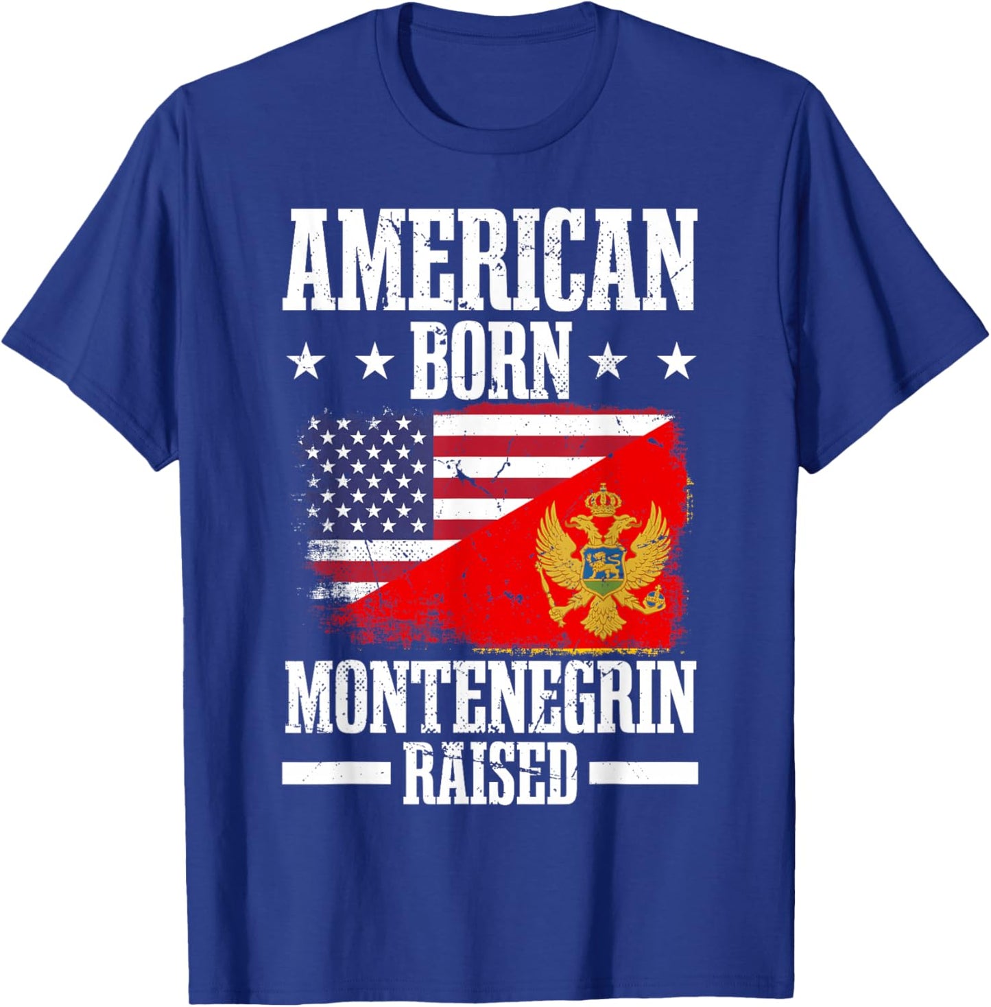 Montenegro Half American Flag Montenegrin Roots T-Shirt - T-Shirt | Royal