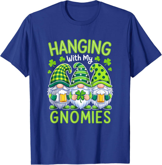 Irish Gnome St Patricks Day Shamrock Hanging with My Gnomies T-Shirt - T-Shirt | Royal