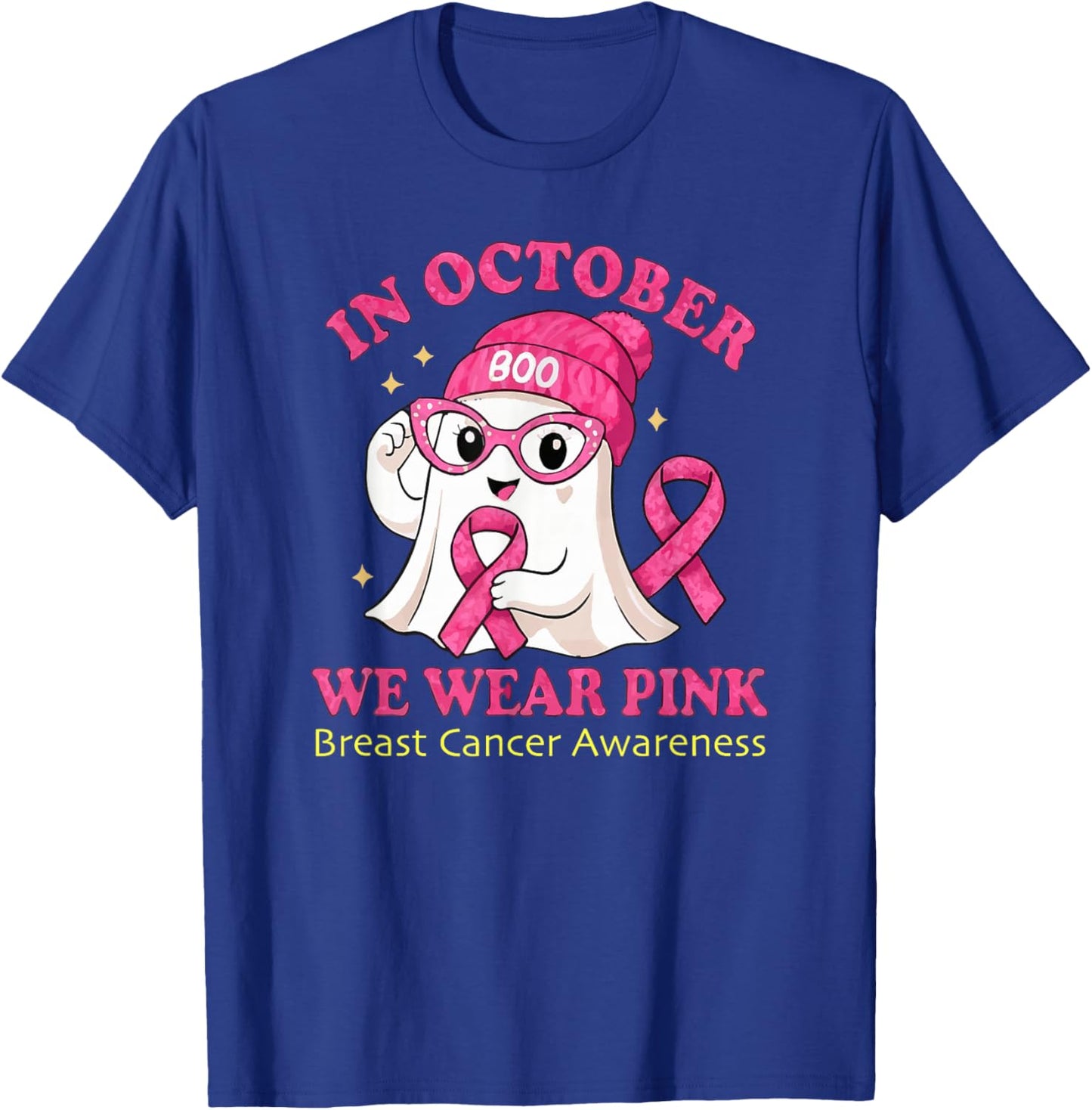 in October We Wear Pink Breast Cancer Awareness T-Shirt - T-Shirt | Royal