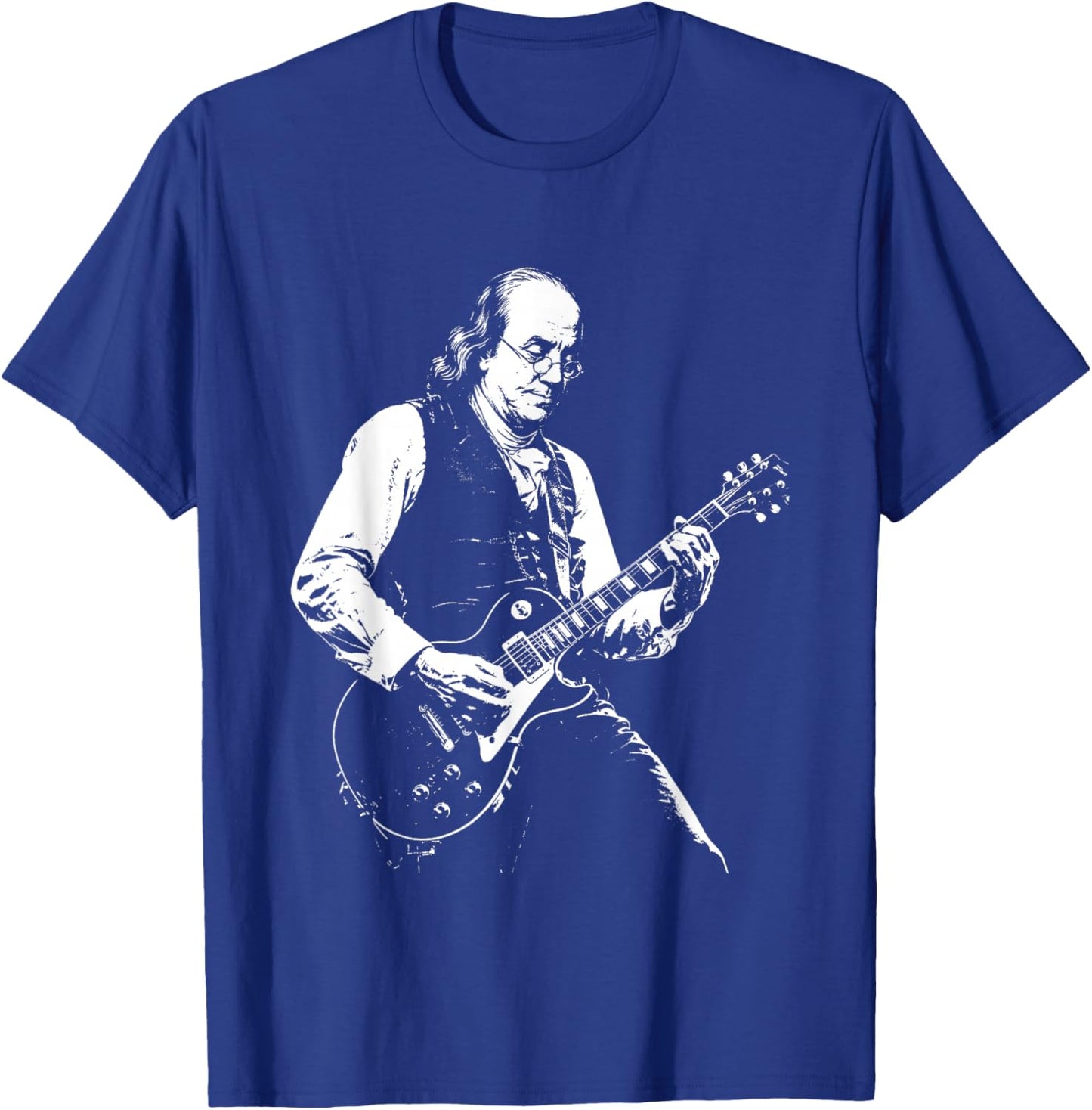Ben Franklin Playing Guitar Retro Vintage T-Shirt - T-Shirt | Royal