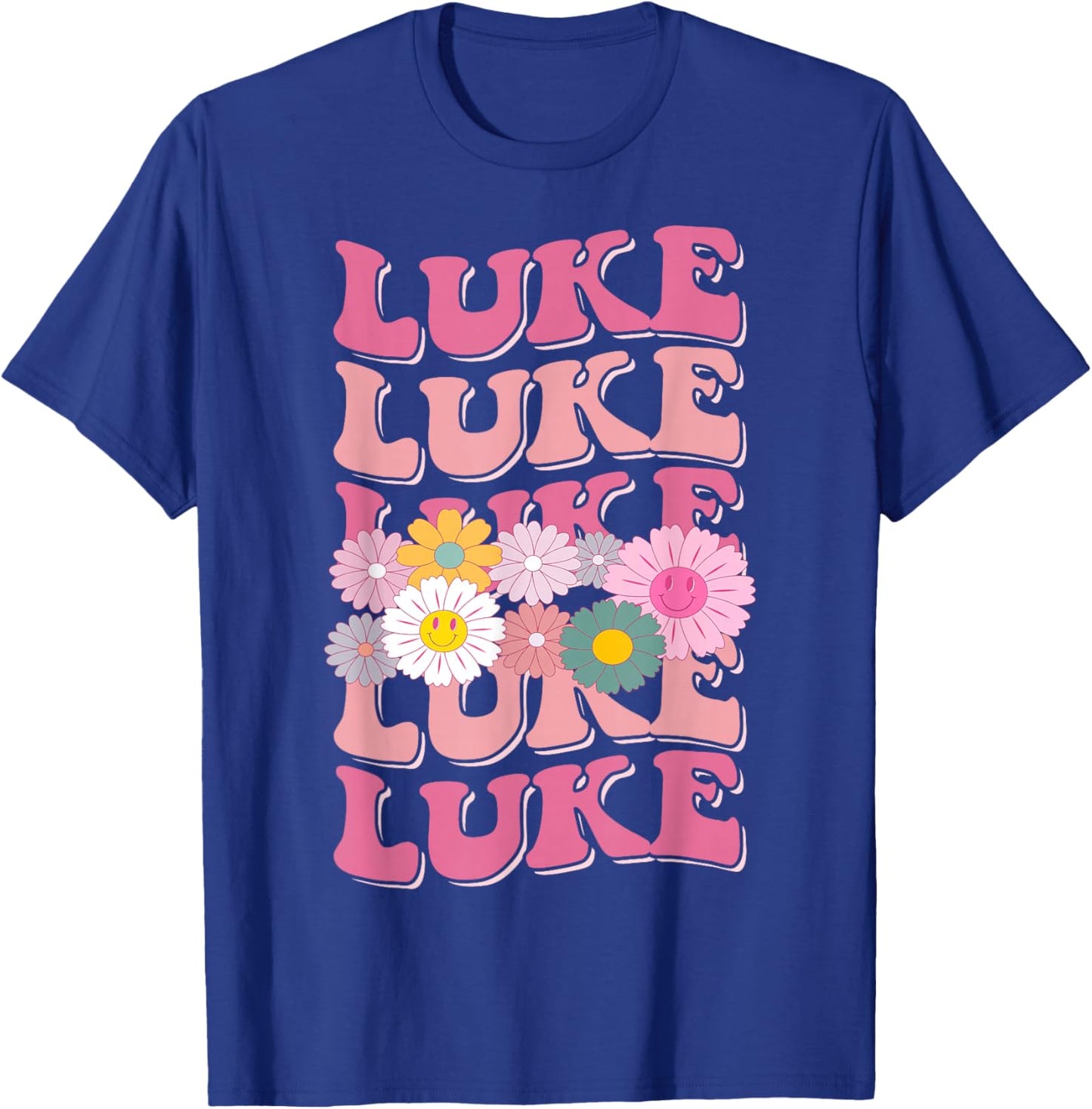 Girl Retro Luke First Name Personalized Groovy 80's T-Shirt - T-Shirt | Royal