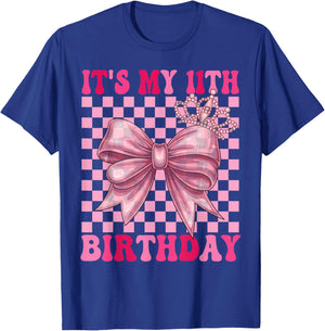 11th Birthday Girl Coquette Bow 11 Year Old Party Girl T-Shirt - T-Shirt | Royal