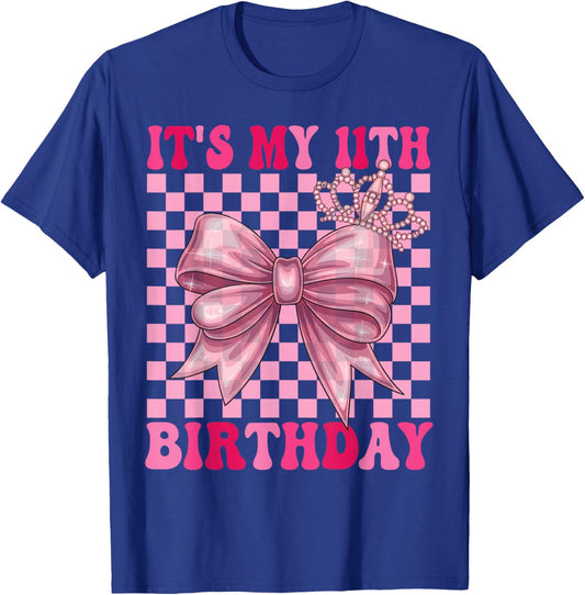 11th Birthday Girl Coquette Bow 11 Year Old Party Girl T-Shirt - T-Shirt | Royal