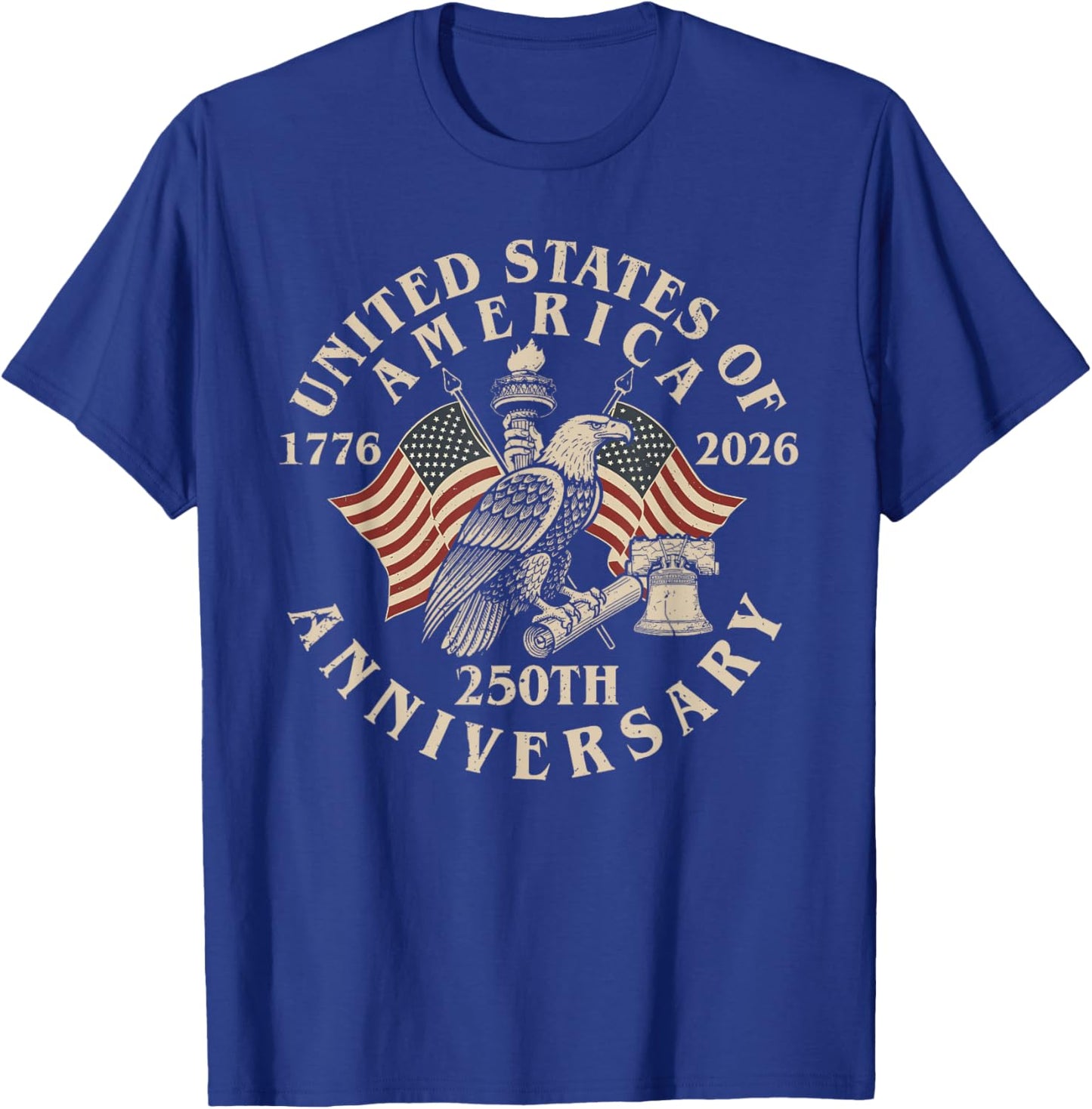 250 Years American 250th Anniversary 1776-2026 4th of July T-Shirt - T-Shirt | Royal