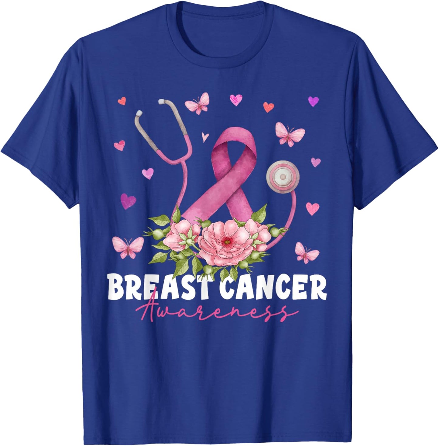 Breast Cancer Awareness Pink Stethoscope Nurse Medical Women T-Shirt - T-Shirt | Royal