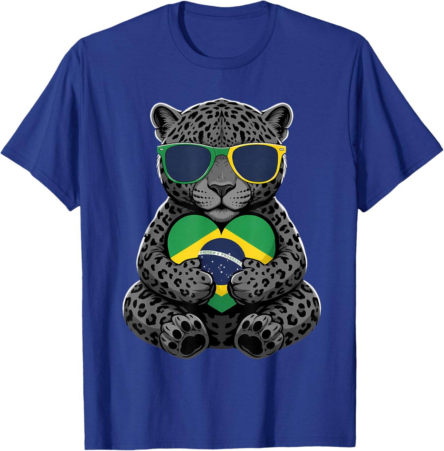 Brasil Flag Leopard Brazilian Pride Brasilian Roots Brazil T-Shirt - T-Shirt | Royal
