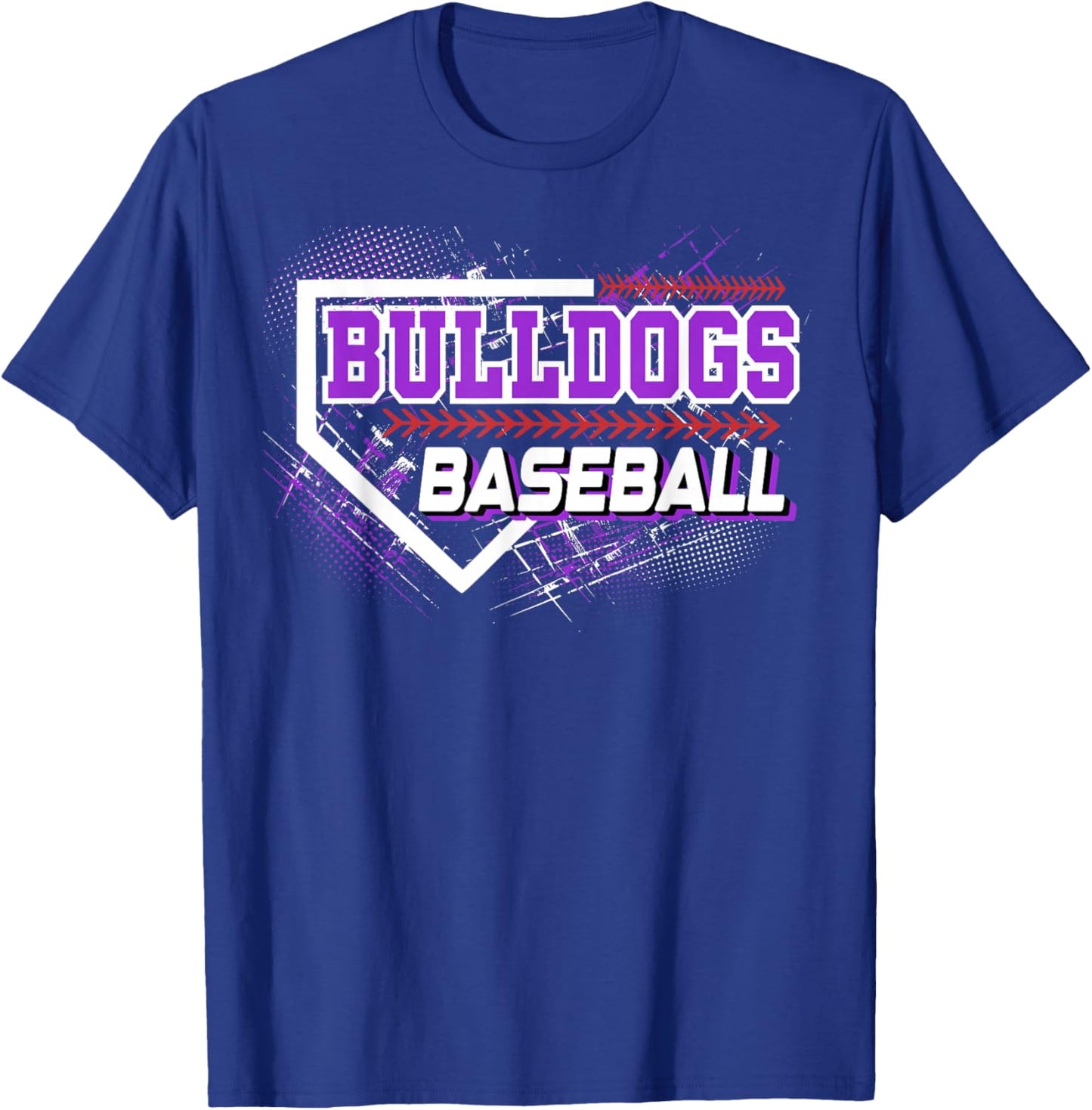Bulldogs Baseball School Spirit Purple Bulldog Mascot Team T-Shirt - T-Shirt | Royal